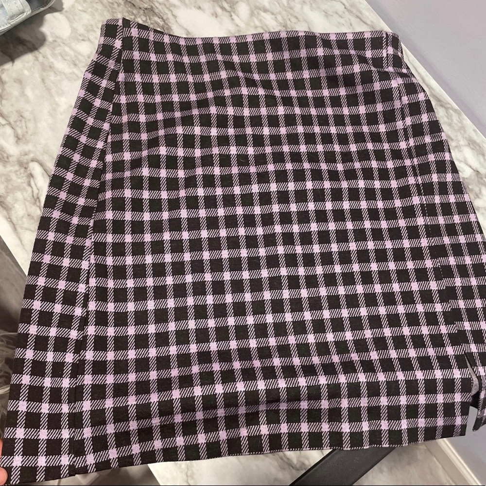 Purple checkered pencil skirt